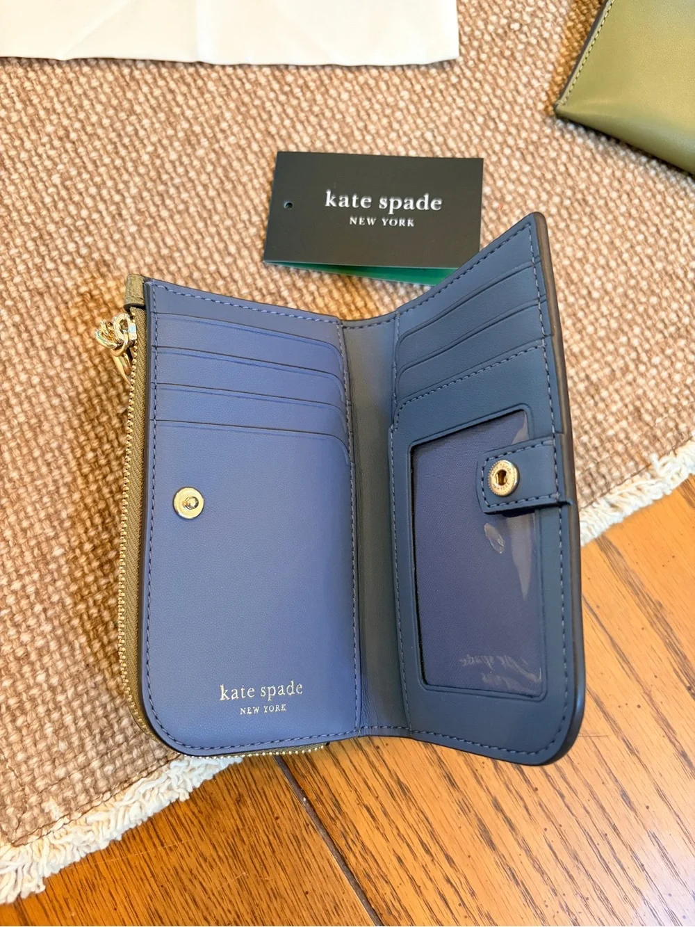 KATE SPADE NWOT HALO LEATHER MINI BUCKET BAG DRIED THYME + MATCHING WALLET